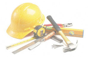 image of hard hat and construction tools