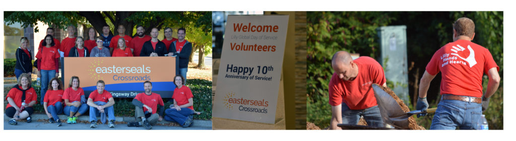 3 images of Lilly Global Day of Service volunteers
