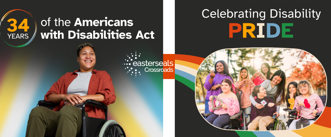 35 anniversary of ADA and Disability Pride month with images of people smiling