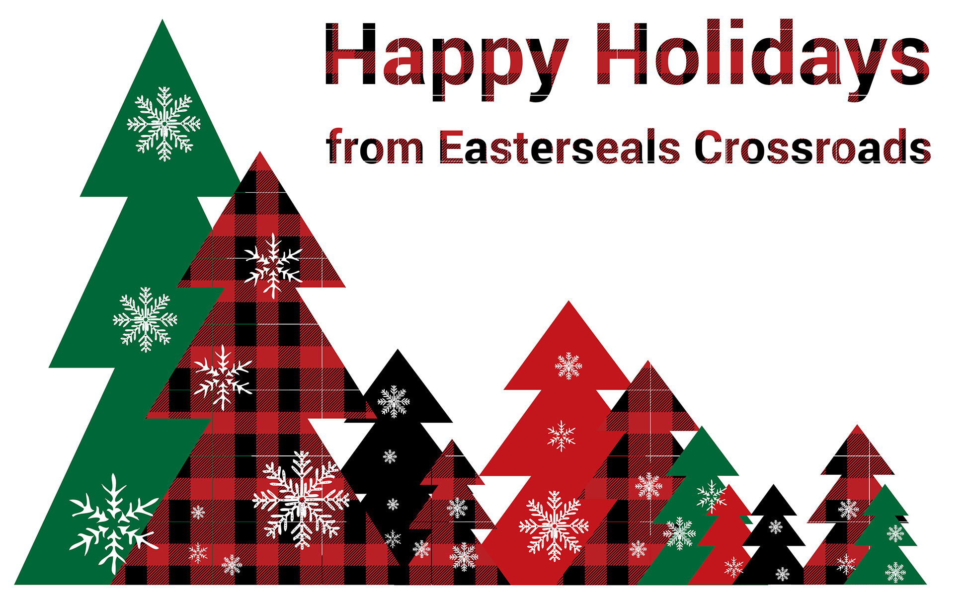 image of trees with words Happy Holidays from Easterseals Crossroads