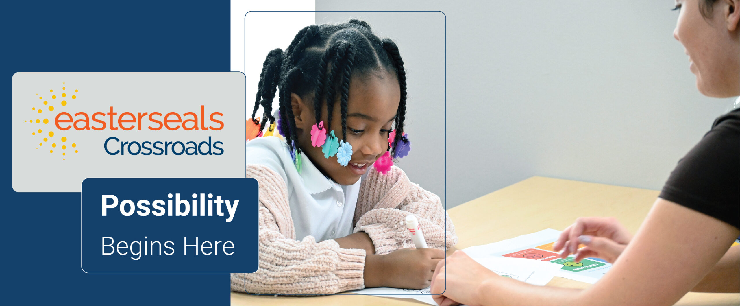 young girl working with a speech language pathologist